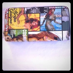 NEW Rihanna Magazine Print Double Zipper Wallet